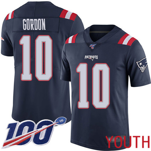 New England Patriots Football #10 100th Season Rush Limited Navy Blue Youth Josh Gordon NFL Jersey->youth nfl jersey->Youth Jersey